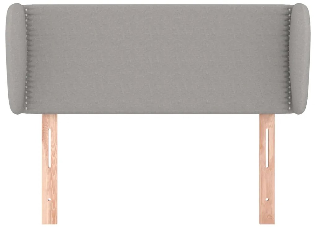 Cabeceira de cama c/ abas tecido 103x23x78/88 cm cinzento-claro