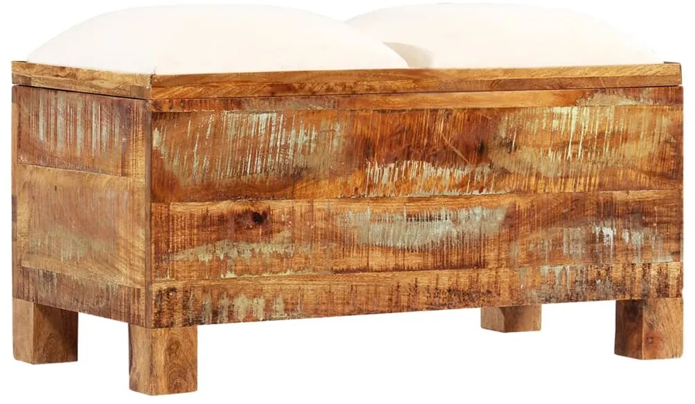 Banco de armazenamento em madeira reciclada maciça 80x40x40 cm