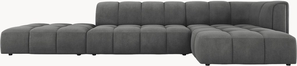 Sofá de canto modular em chenille Moritz (5 lugares)