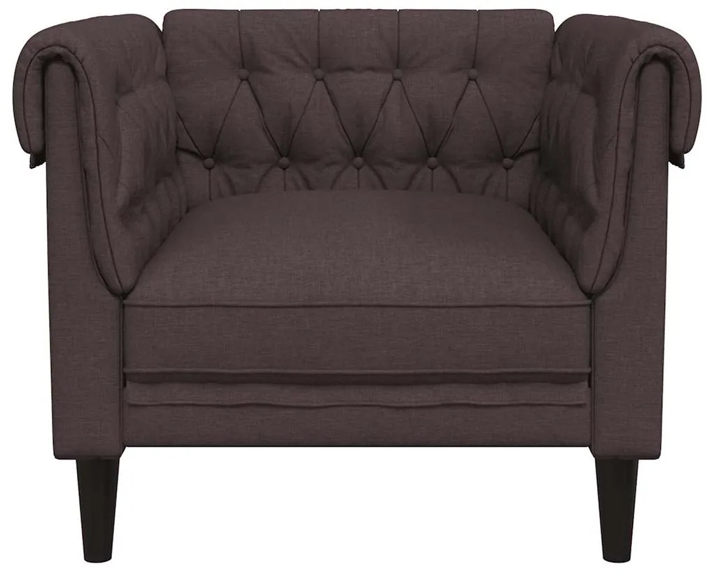 Sofá chesterfield tecido castanho-escuro