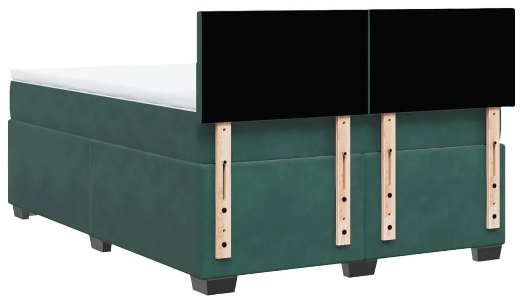 Cama com molas/colchão 160x200 cm veludo verde-escuro