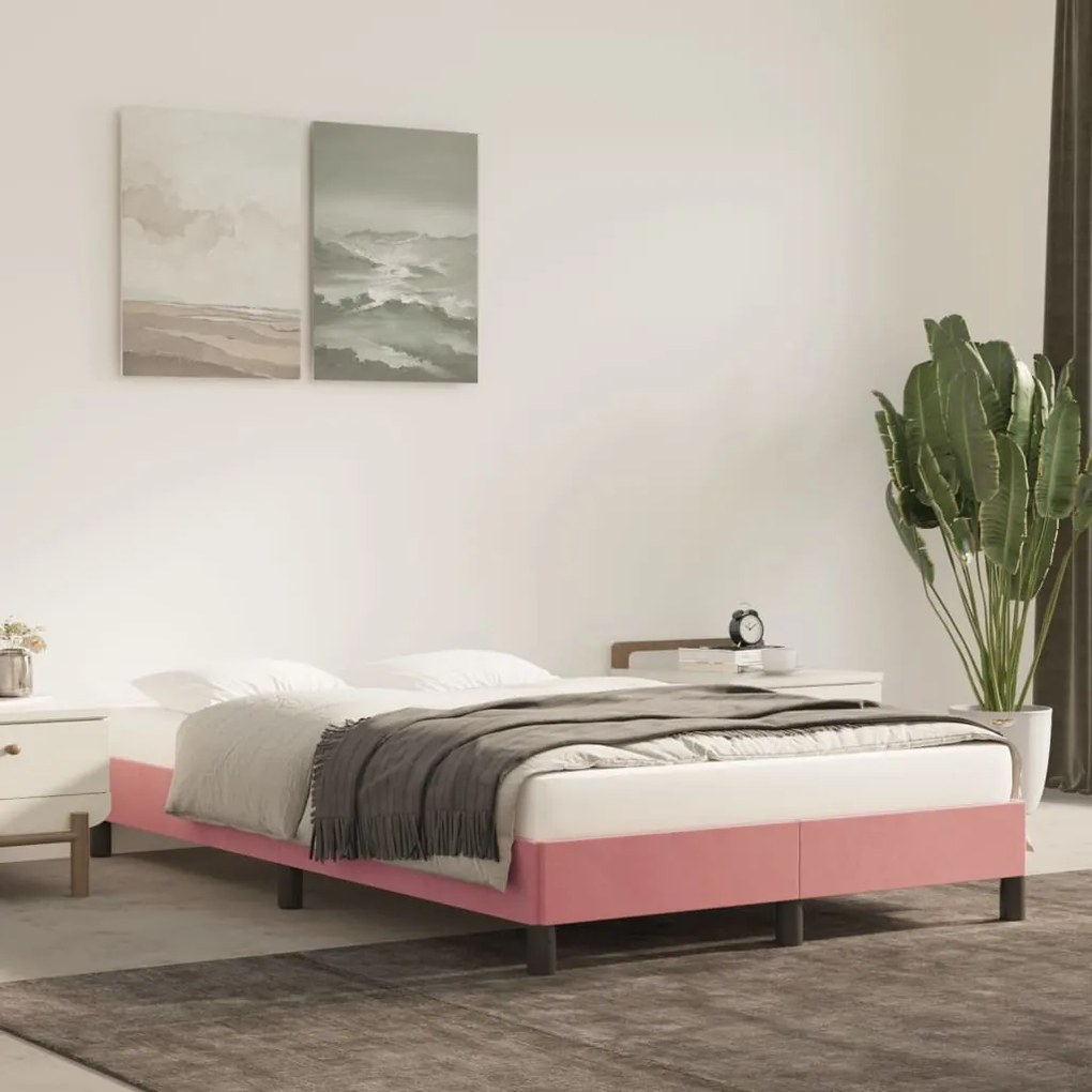 Estrutura de cama 120x200 cm veludo rosa