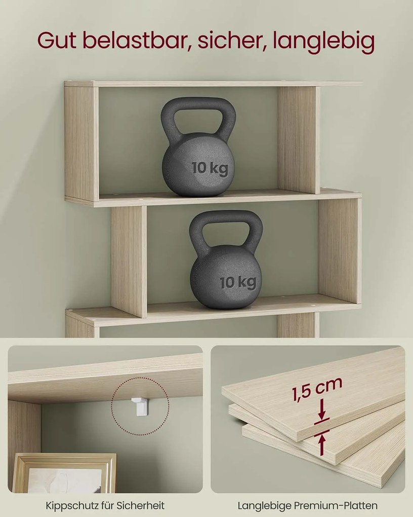 Estante elegante com 6 prateleiras 24 x 70 x 191 cm bege natural