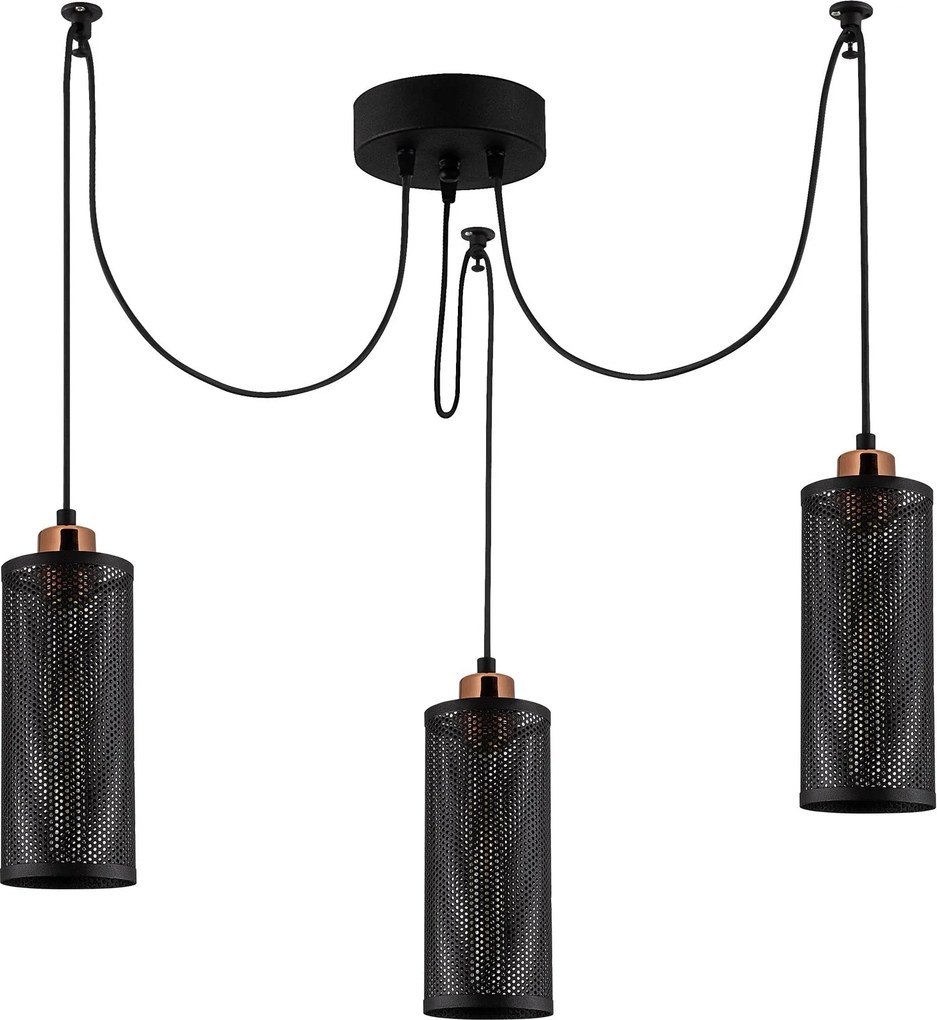 Chandelier Amasra – Preto e Bronze – 100 x 10 cm