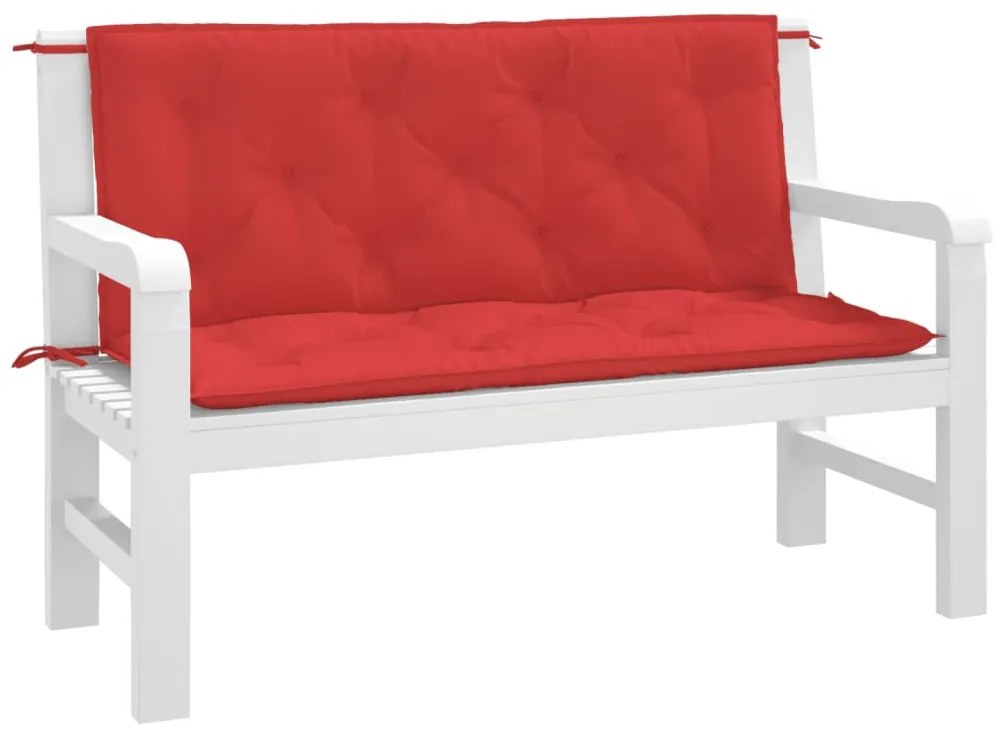 Almofadões banco jardim 2 pcs 120x50x7cm tecido oxford vermelho