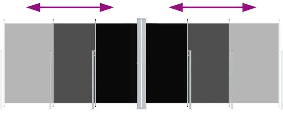 Toldo lateral retrátil 200x600 cm preto