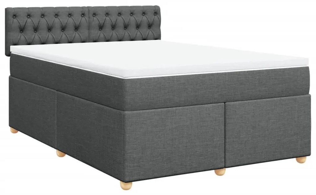 Cama com molas/colchão 160x200 cm tecido cinzento-escuro