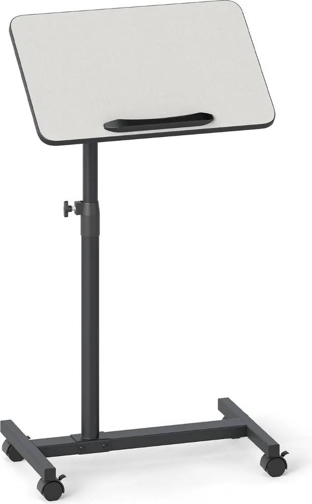 Mesa Auxiliar em Forma de C de Altura Ajustável com Tampo Inclinável Para Computador Giratória 360° para Espaços Pequenos Cinza