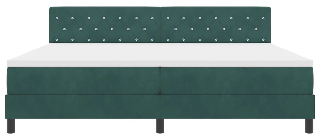Cama Box Spring com Colchão verde escuro 200x200 cm de Veludo