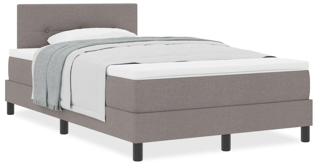 Cama Box Spring com Colchão Taupe 120x190 cm em Tecido