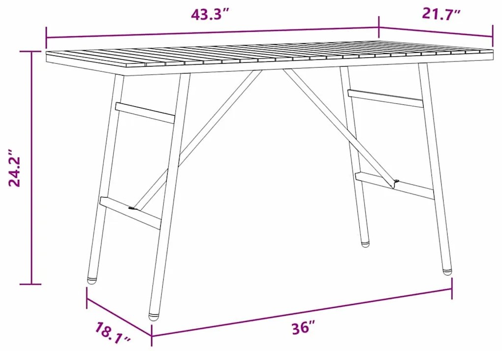 Mesa de Jantar - Preto, 110x55x62 cm, Feita de Madeira de Acácia Sólid