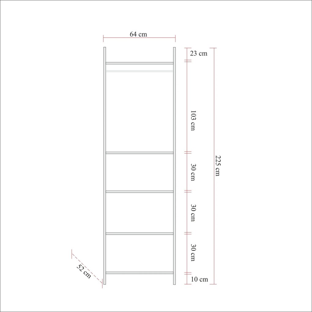 Roupeiro Dynamic – Pinho Atlântico – 64x225x52 cm