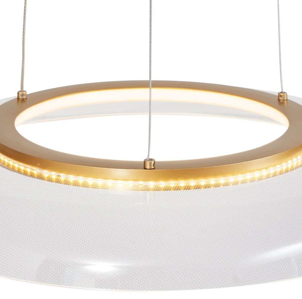 LED Candeeiro suspenso de design dourado e transparente com 3 níveis de regulação - Scacrylic Design
