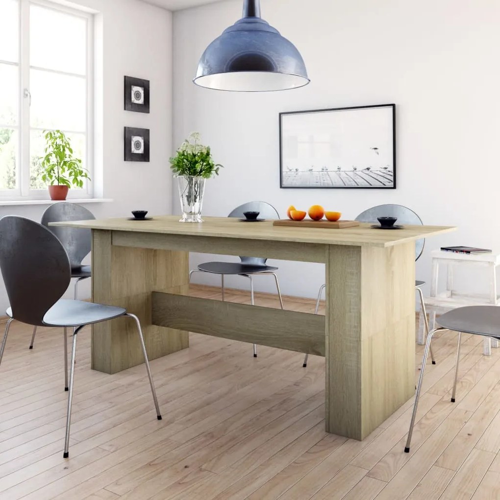 800471 vidaXL Mesa de jantar 180x90x76 cm contraplacado carvalho sonoma
