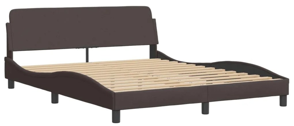 Cama com colchão 160x200 cm tecido castanho-escuro