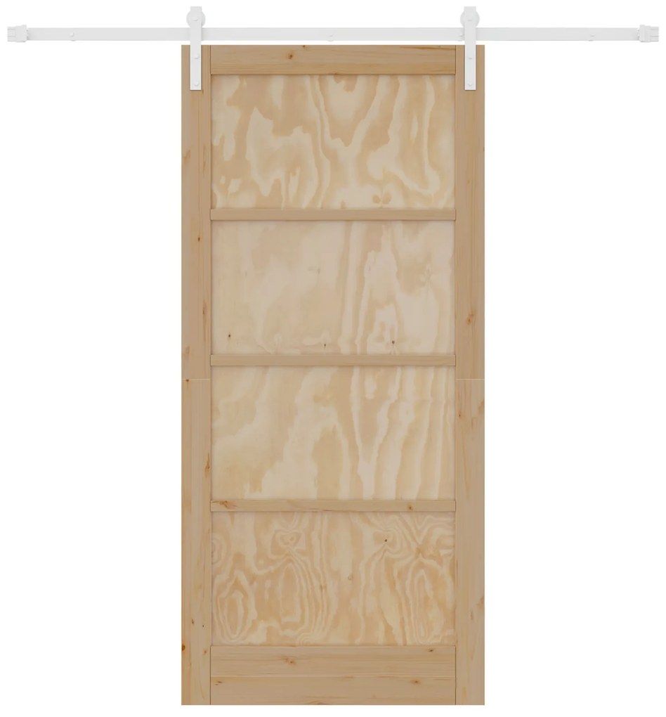 Porta Deslizante vidaXL com Conjunto de Ferragens 93x202 cm Madeira Ma