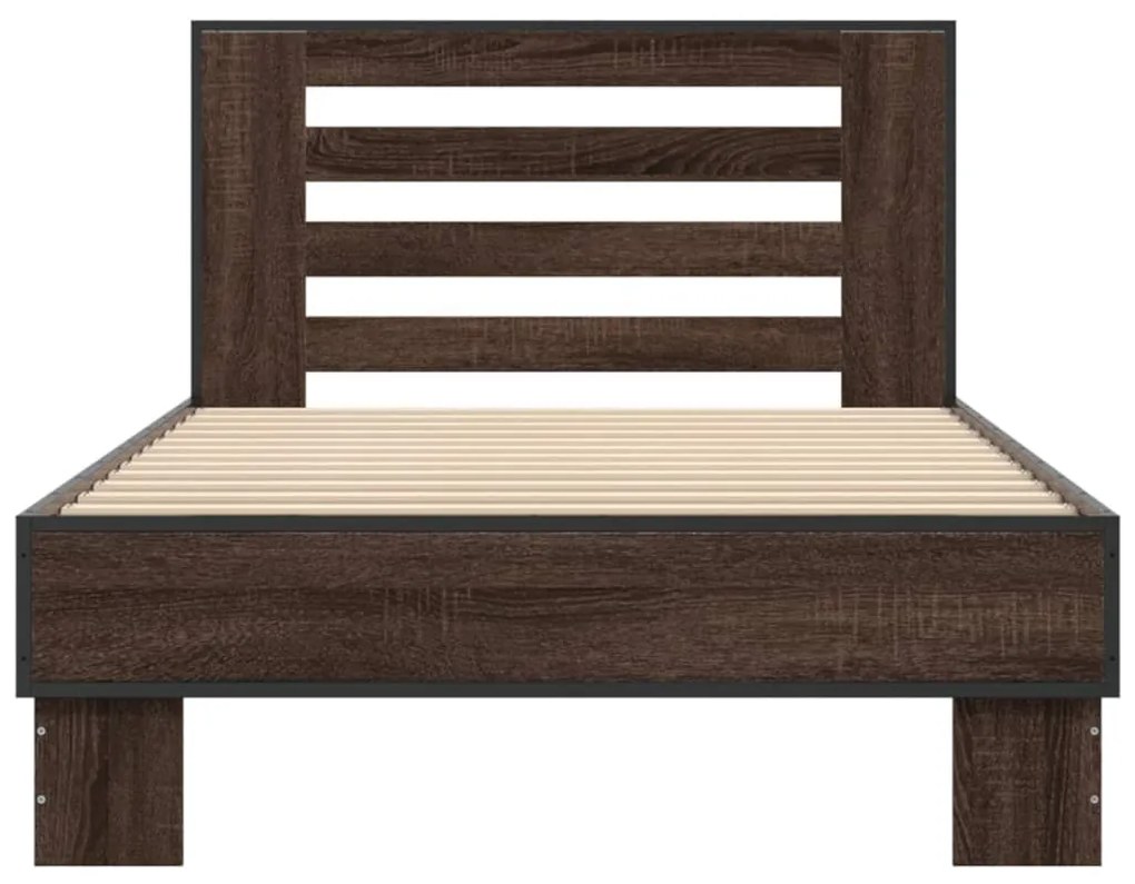 Estrutura de cama derivados de madeira/metal carvalho castanho