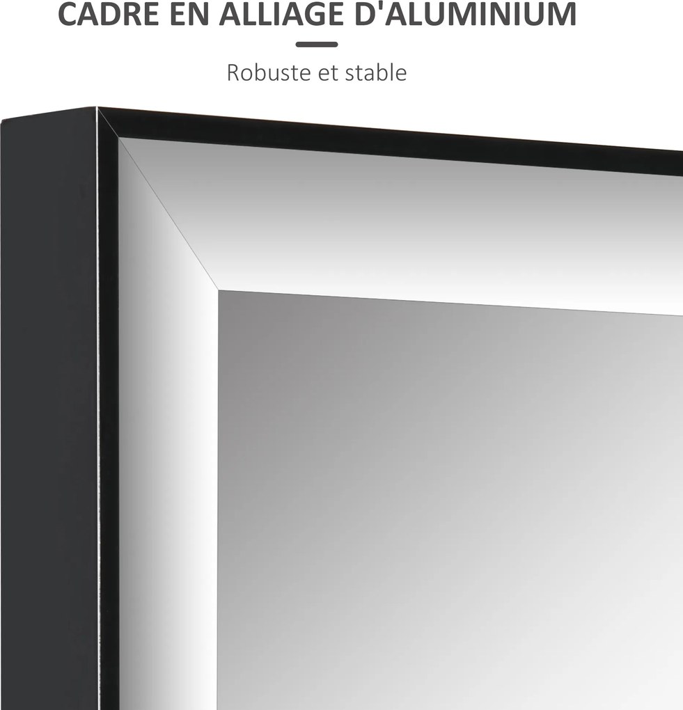 Espelho de parede com dimensões de 120 x 35 cm - Película de segurança anti-explosão, sistema de fixação incluído - Moldura em liga de alumínio preta
