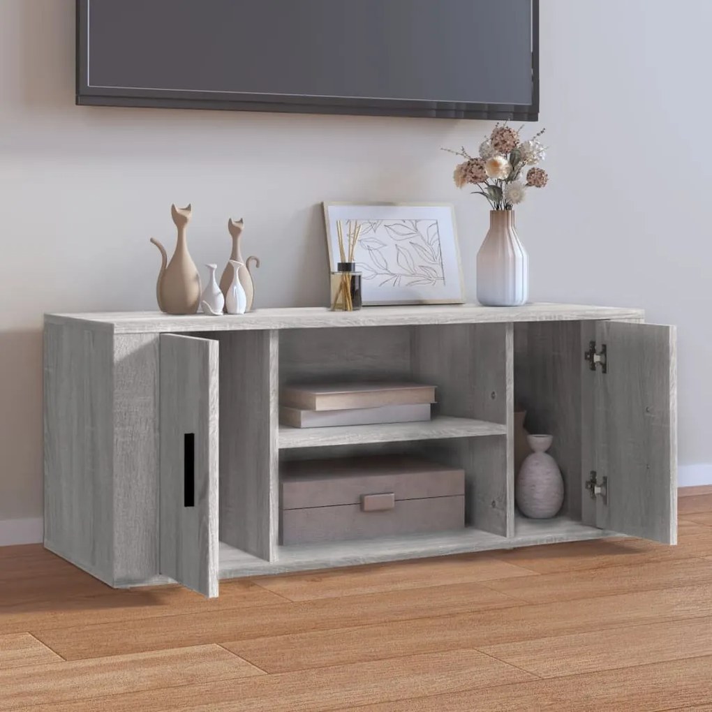 Móvel de TV 100x35x40 cm derivados de madeira cinzento sonoma