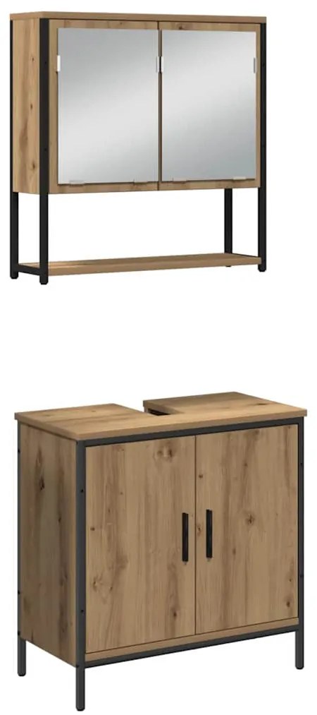 Conjunto de Móveis para Casa de Banho 4 Peças Carvalho Artesanal Madei