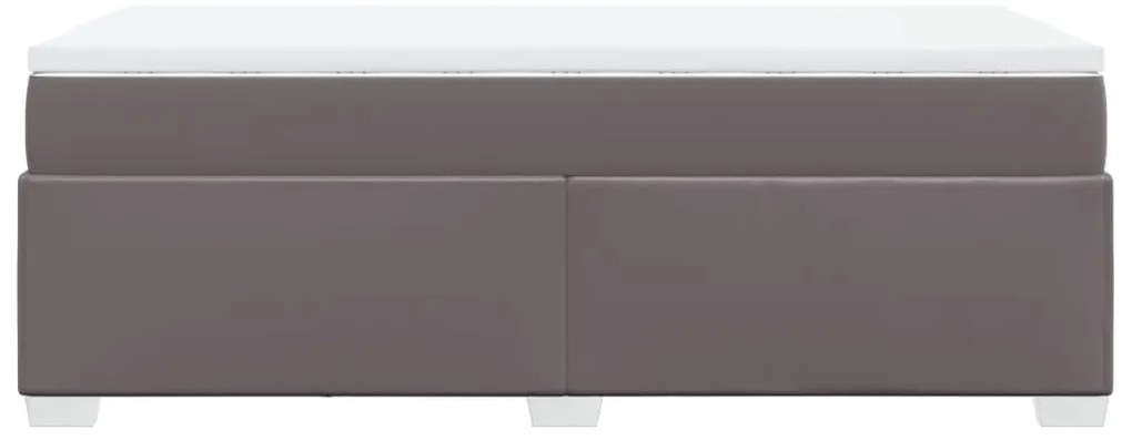Cama com molas/colchão 90x200 cm couro artificial cinzento