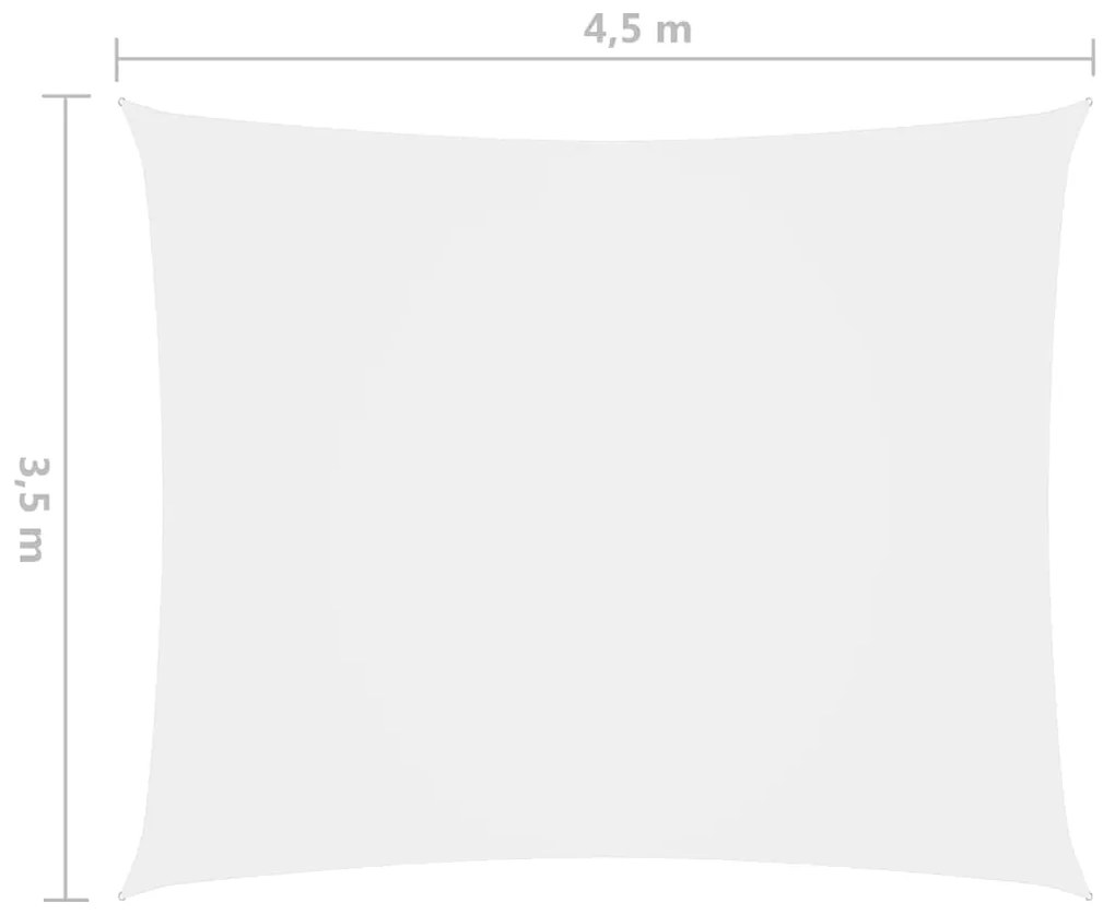 Para-sol estilo vela tecido oxford retangular 3,5x4,5 m branco