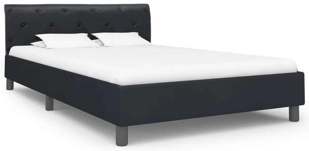 Estrutura de cama 140x200 cm couro artificial preto