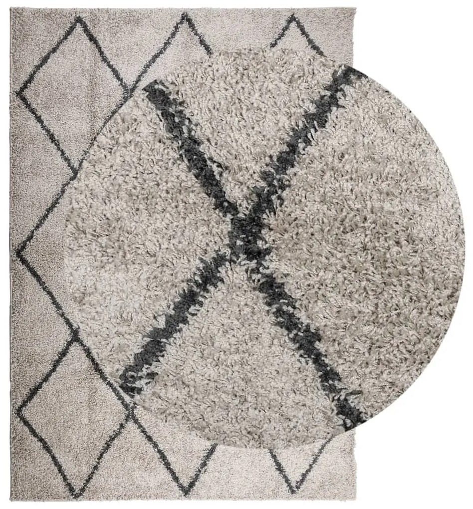 Tapete shaggy de pelo alto PAMPLONA 160x230 cm bege e antracite