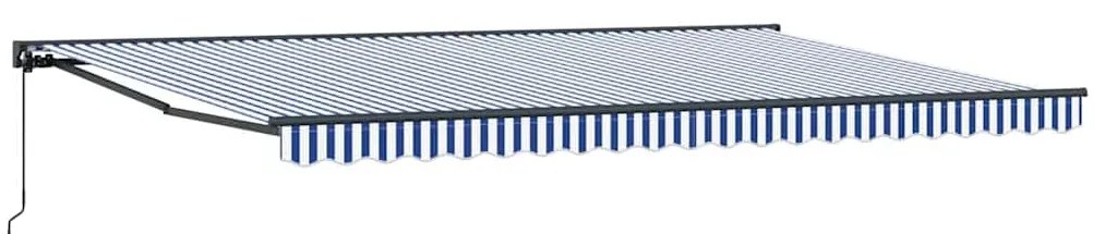 Toldo Retrátil Manual Azul e Branco 500x300 cm