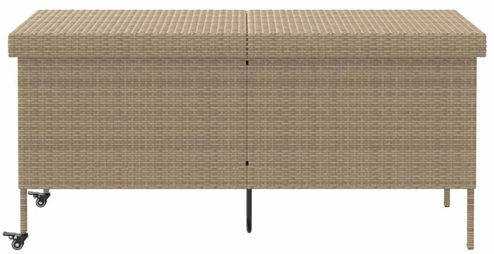 Caixa de arrumação jardim com rodas 160x55x75 cm vime PE bege