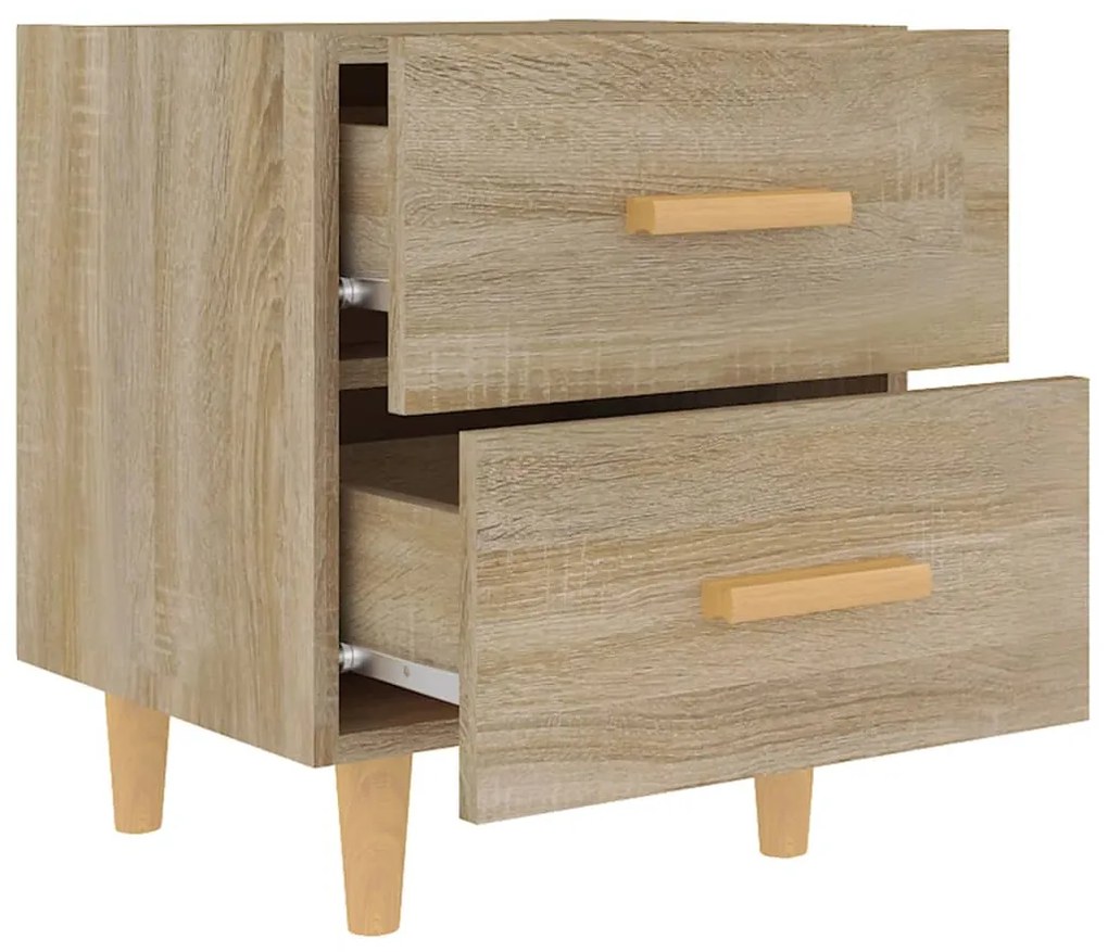 Mesa de Cabeceira Rytus com 2 Gavetas - Carvalho - Design Nórdico