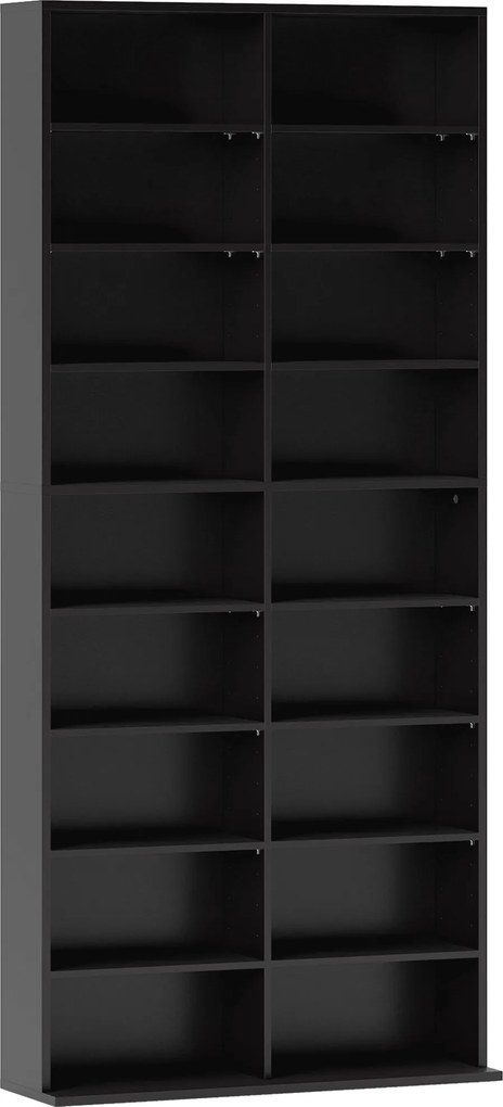 HOMCOM Estante de armazenamento para 640 CDs, estante para Blu-ray com 18 compartimentos e 14 prateleiras ajustáveis, Preto | Aosom Portugal