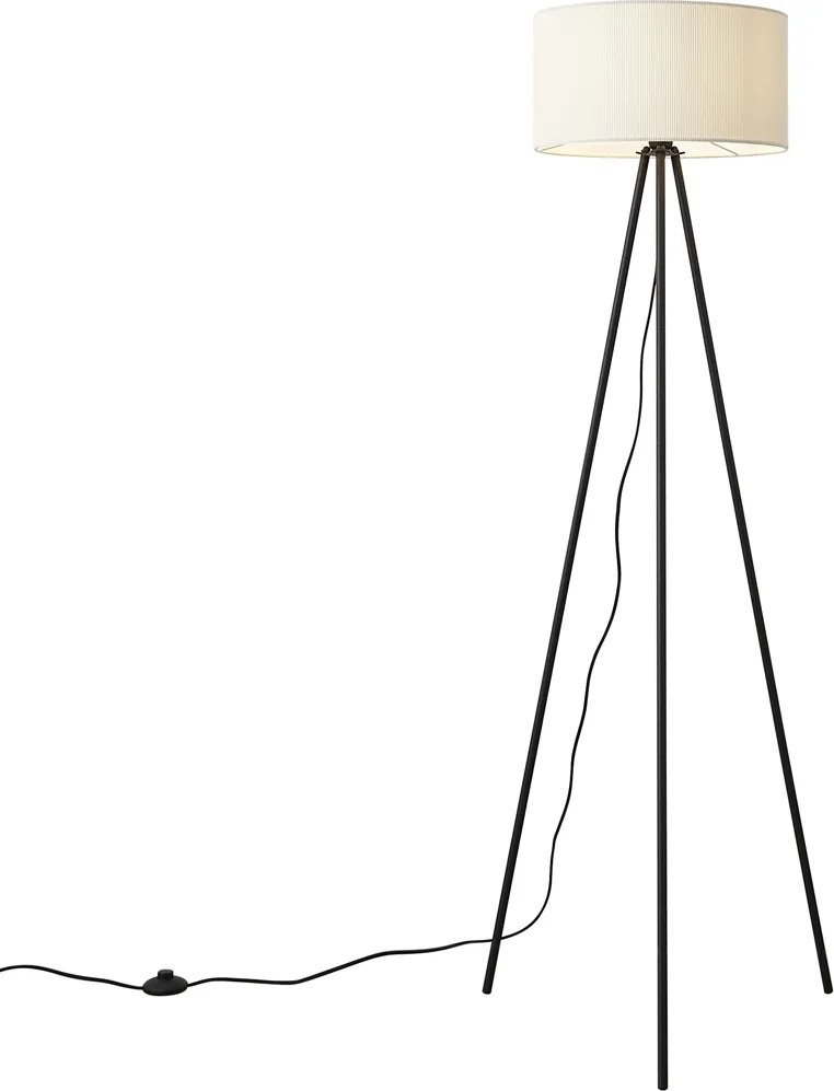 Candeeiro de pé tripé moderno branco com abajur de veludo - Luz