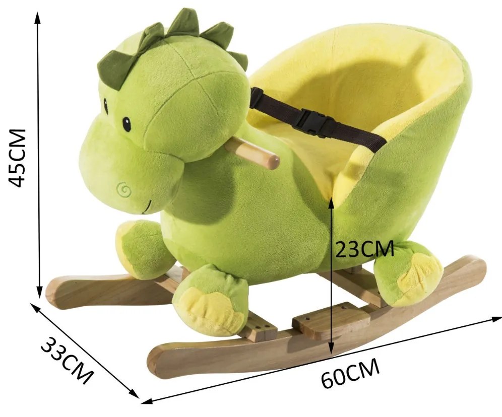 ® Cavalito de Baloiço bebé +18 meses Cadeira de Baloiço de Dinossáurio de Peluche 60x33x45 cm