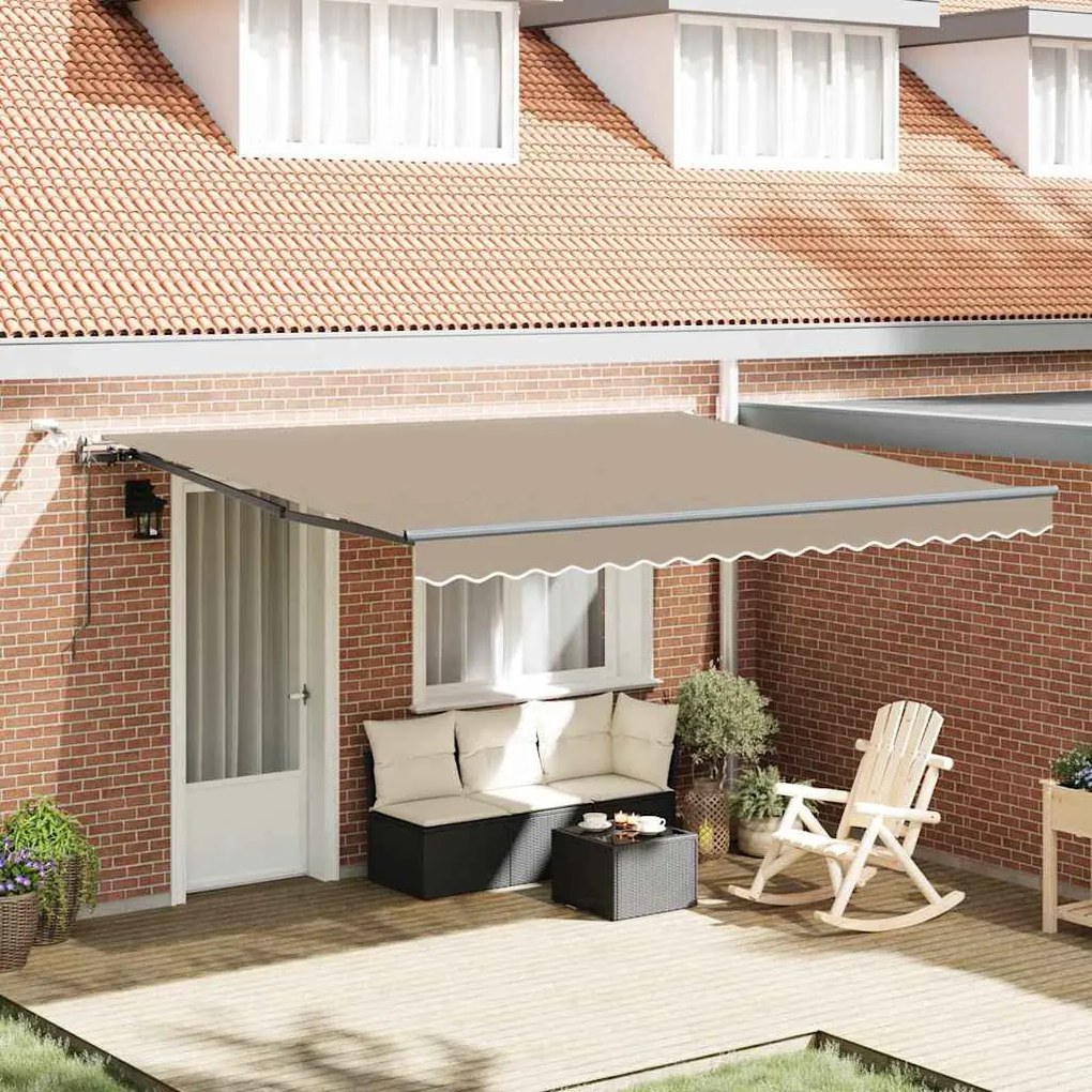 Toldo Retrátil Automático com LED Bege 400x300 cm