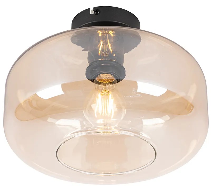 Plafon Inteligente Preto com Vidro Âmbar incl. Wifi A60 - Bizle