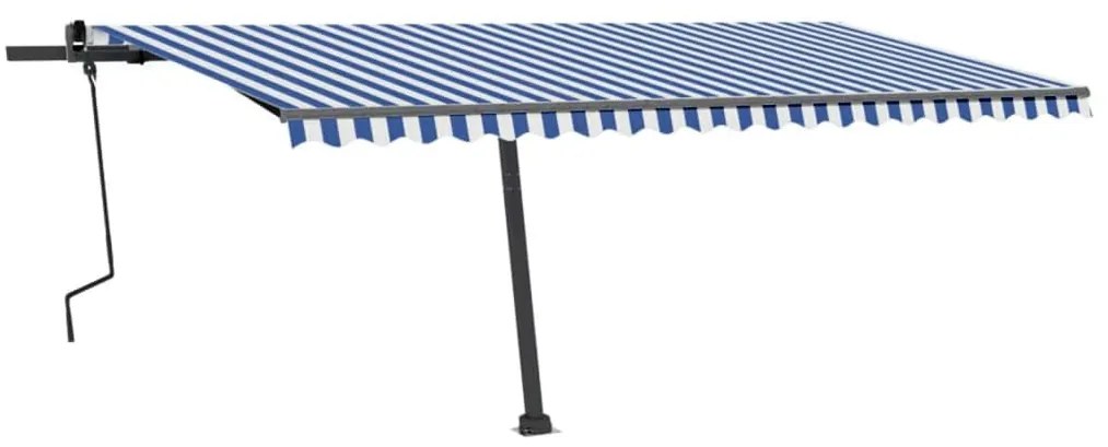 Toldo retrátil manual independente 500x350 cm azul e branco
