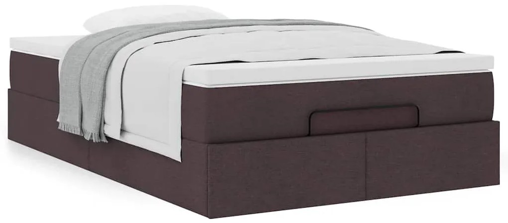 Estrutura de cama otomana com colchão 120x190cm castanho escuro