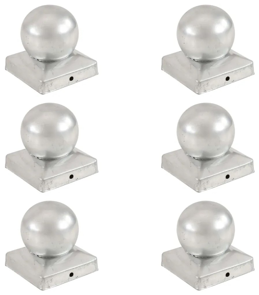 vidaXL Tampas globo p/ postes vedação 6 pcs metal galvanizado 91x91mm