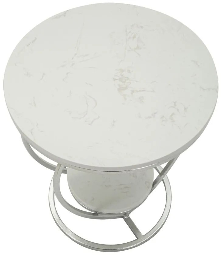 MESA DE APOIO CORAÇÃO Ø 40X45,5 CM PRATA E BRANCO