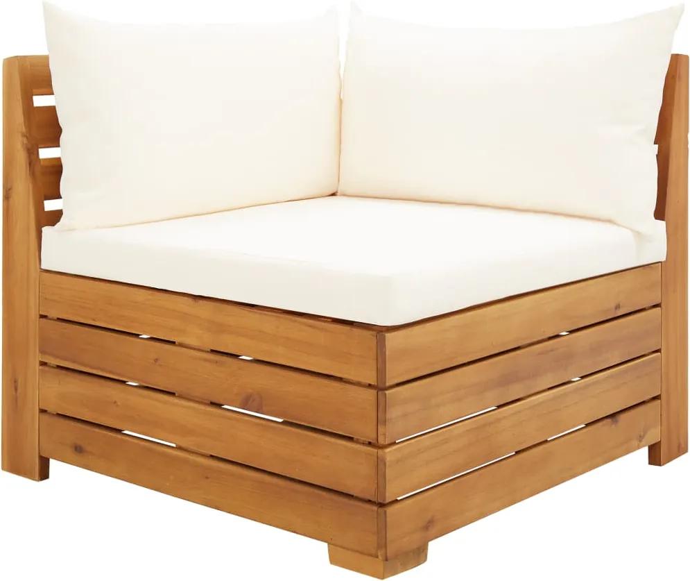 Sofá de canto seccional c/ almofadões madeira de acácia maciça