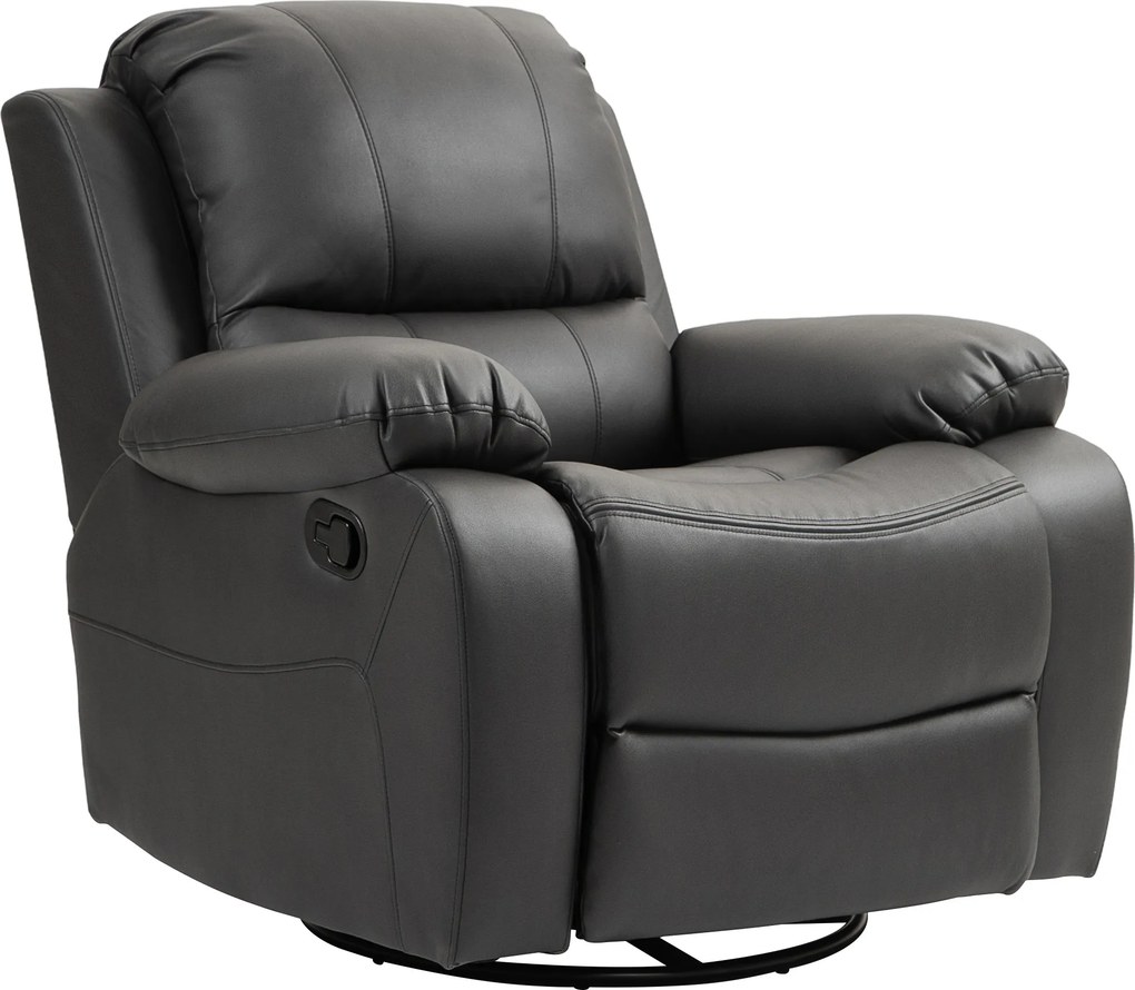 HOMCOM Poltrona relax, encosto e apoio para os pés ajustáveis, giratória, até 150 kg, estrutura em aço, 93x100x98cm, Preto | Aosom Portugal