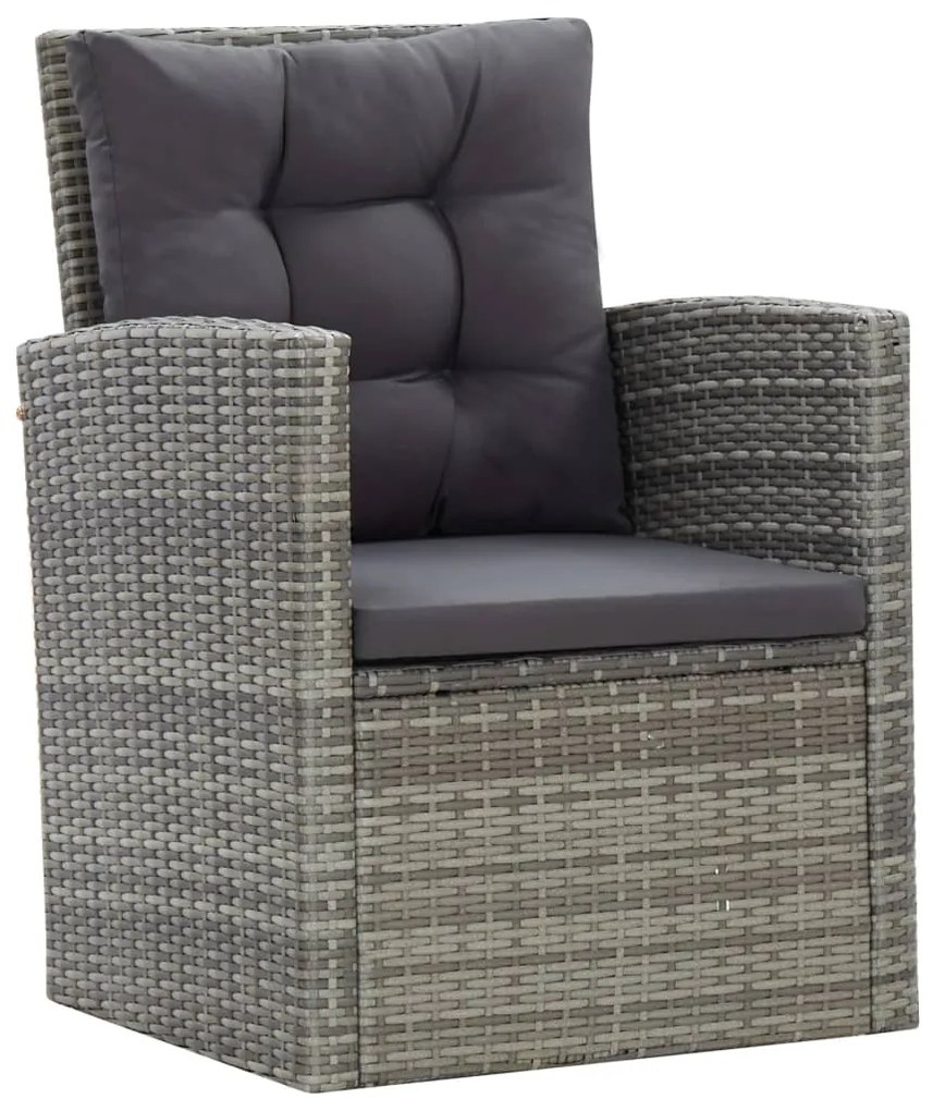 5 pcs conjunto jantar exterior c/ almofadões vime PE cinzento