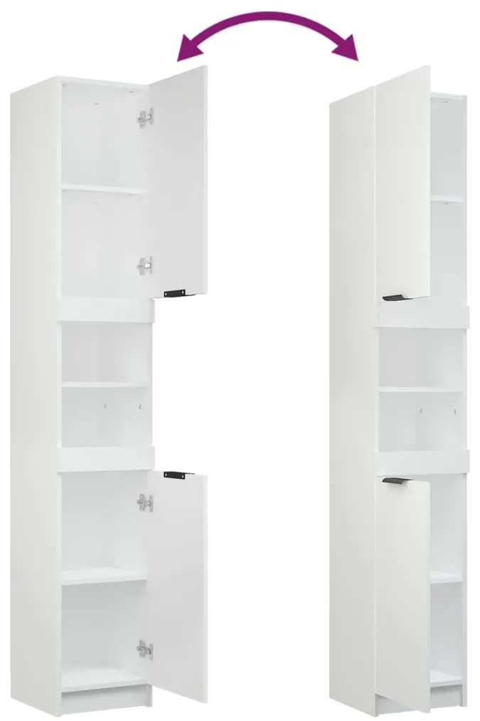 4pcs conj. armários casa de banho madeira processada branco