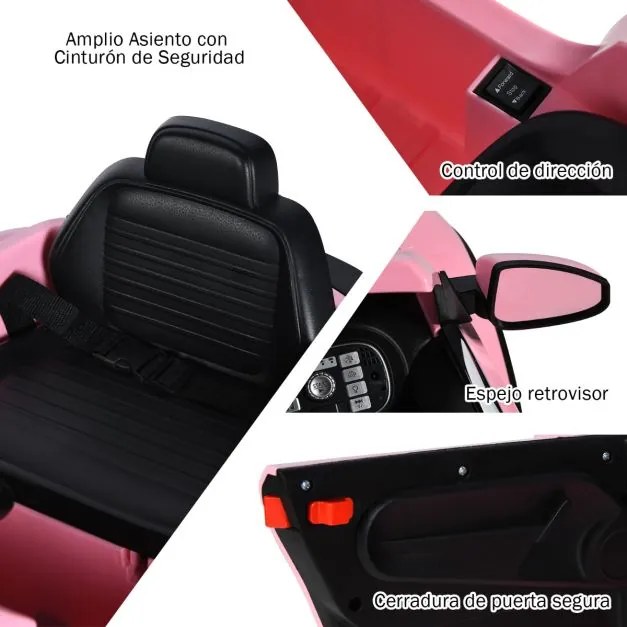 Carro elétrico para crianças bateria 12V Volkswagen Beetle com luzes de controlo remoto e musica 95 x 56 x 47 cm Rosa