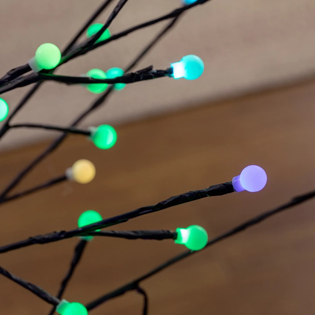HOMCOM Árvore Sintética Altura 150cm com 120 Luzes LED IP44 Ajustável em 7 Modos Ramos Flexíveis e Base de Candeeiro Árvore Iluminada Decoração de Natal para Interiores 55x55x150cm Preto