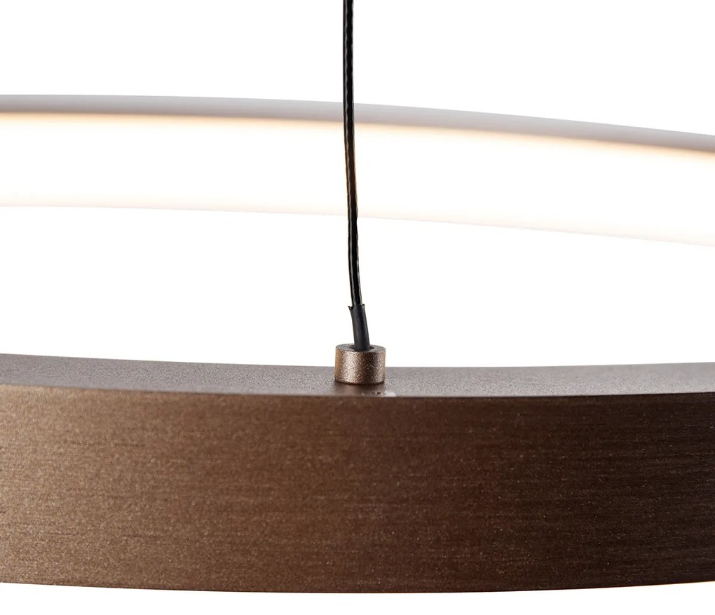 Candeeiro Pendente de Design Bronze com LED Dimmable Easylift - Hoop