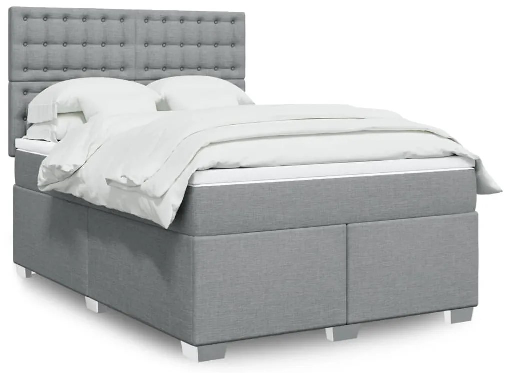 Cama com molas/colchão 140x190 cm tecido cinzento-claro