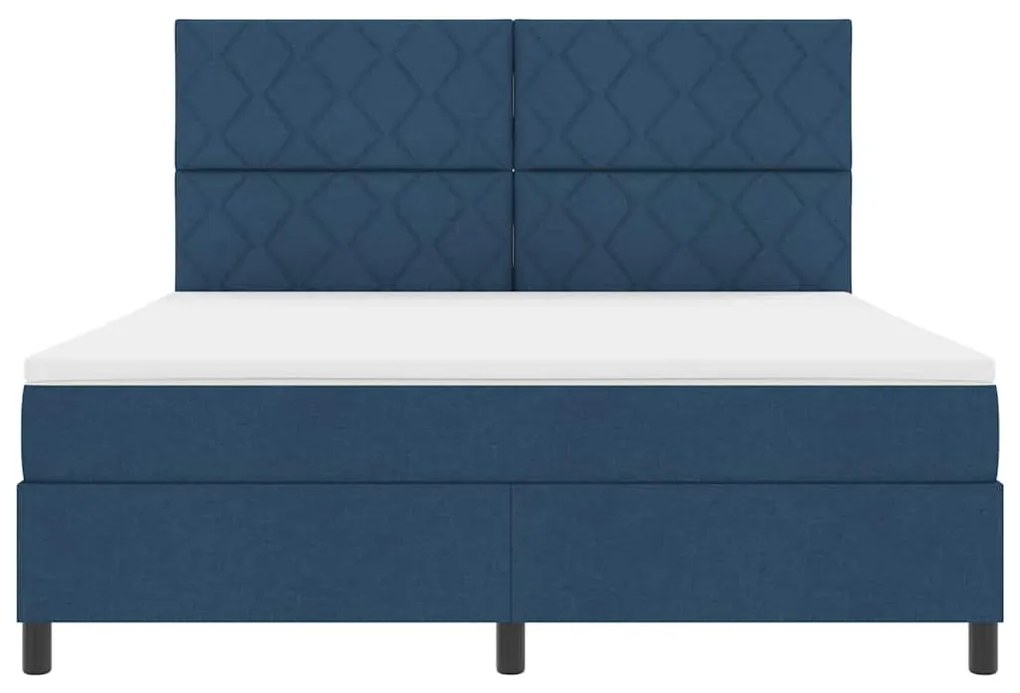 Cama Box Spring com Colchão e Luz LED - Azul, 180x200 cm, Tecido