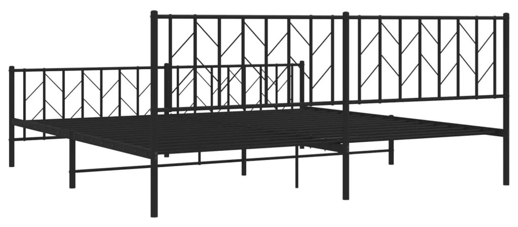 Estrutura de cama com cabeceira e pés 200x200 cm metal preto